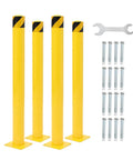 Heavy Duty 4 Pack Safety Bollards 36 Inch Height 4.5 Inch Steel Pipe Posts With Anchor Bolts, yellow parking poles with hardware.