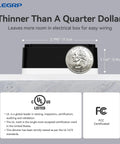 Slick Touch Dimmer Switch For Led And Halogen Lighting Single Pole And Three Way Setup Requires Neutral Wire Ul Certified Includes Wall Plate No Sweat Wiring Buttery Smooth Brightness Glide Matte White Finish with a quarter for size reference.
