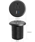 Recessed Desk Power Grommet With 20W Usb C Pd Fast Charging, 2.6 inch round, black, features AC socket and USB ports.