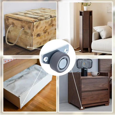 12 Piece Mini Profile Casters With 1 2 Inch Directional Wheels For Furniture DIY Projects Smooth Rolling Low Profile Fixed Wheels Rigid Casters Door Hanging Support Wheels For Underbed Drawers Sliding Doors No Hassle Setup in use on wooden furniture and drawers