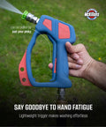 Swivel Gun Pro High Pressure Washer Handle in use, lightweight design, with 3/8 inch male plug, 1/4 inch quick connector.