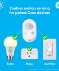 Wireless Motion Sensor With Ambient Light Detection, Battery Powered, works with Cync smart plugs, switches, and bulbs.