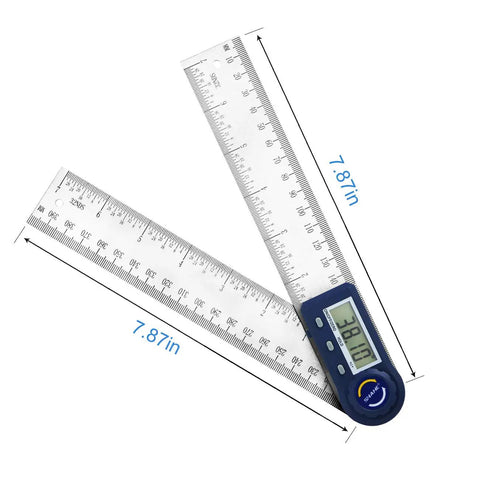 Top Shelf Heavy Duty Digital Angle Finder And 2 In 1 Digital Protractor With Seven Inch Stainless Steel Ruler on display.