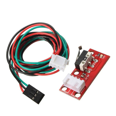 Six Pack Mechanical Endstop Switch Kit for RAMPS 1.4 and RepRap 3D printers with red circuit board and wires.