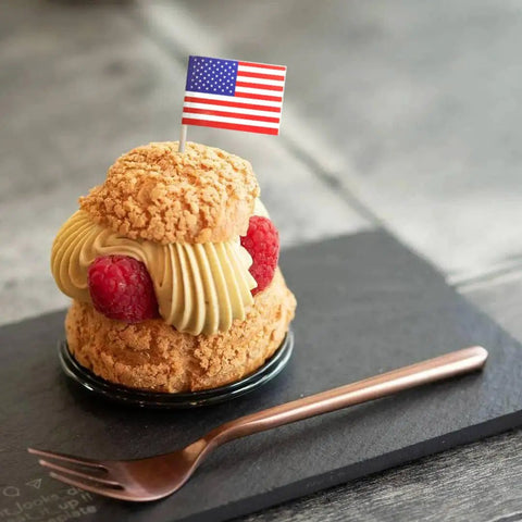 100 Pack American Flag Toothpick Flags For Cocktails And Cupcakes Wood Sticks With Paper Flags Mini Flag Picks On Dessert