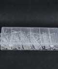Heavy Duty Split Pin Assortment Kit With 556 Rust Resistant Cotter Pins In Various Sizes displayed in a clear storage case.