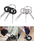 Heavy Duty Wire Terminal Removal Tool Set Three Piece Kit For Auto Electrical Plug Connector Pin Extractor With Comfortable Metal Handle reliable extraction tool set with metal handles and pin removers.