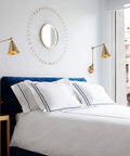 Bedroom with brass Farmhouse Swing Arm Wall Sconce Set Of 2 With Dope Industrial Adjustable Design Brass Finish over bed