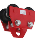 Red 3 Ton Push Overhead Beam Trolley With Adjustable Flange Width For I Beams And H Beams Heavy Duty Joist Trolley