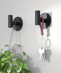 Self-Adhesive Rust-Resistant Stainless Steel Coat Hooks Heavy-Duty No-Drill Wall Hangers for Towels Robes Coats Hats Black 2 Pack Ideal for Bathrooms Kitchens and Hotels holding plant and keys