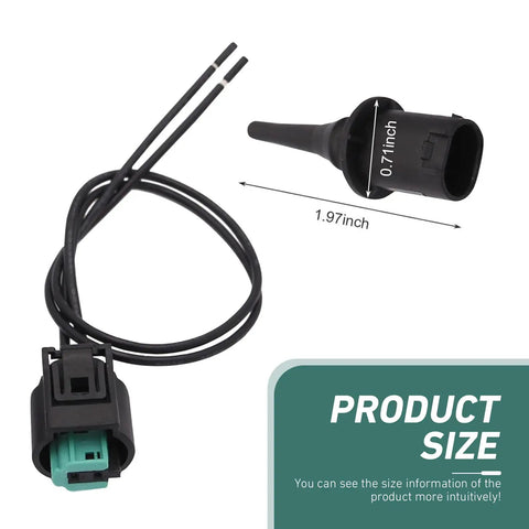 2Pcs Outer Ambient Air Temperature Sensor For Mercedes Benz Cars Waterproof Exterior Climate Detection Module With Wiring Harness Connectors Oem 0075421318 showing connector details and dimensions.