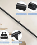 Industrial Pipe Stair Railing Badass Grip For Indoor And Outdoor Stairs Wall Mount Aluminum Handrail with 1.5-inch pipe diameter.