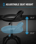 Backrest Shop Stool For Garage And Workshop Adjustable 22 To 28 Inches 360 Swivel With Footrest Padded Seat And Lumbar Support
