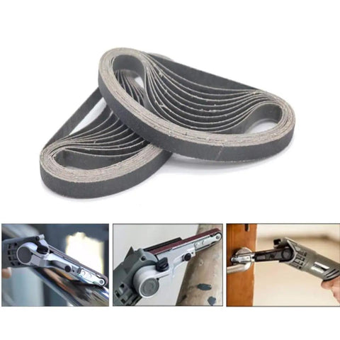 Three Eighths Inch By Thirteen Inch Sanding Belts 20 Pack With 80 120 240 320 400 Grits For Woodworking And Metal Polishing