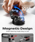 Person demonstrating Six Pack Rotatable Cord Holder Set With 360 Degree Magnetic Clips For Nightstand Desk Car And Office No Residue Adhesive Cable Organizer For Phone Chargers And Cables, showing 105 degree rotation angle.