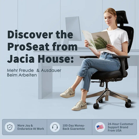 Person sitting on Heavy Duty Ergonomic Mesh Office Chair For Tall Folks With 4D Armrests and 2D Headrest reading a magazine
