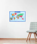 World Map Poster from the World Map Poster Set 2-Pack For Classroom And Home Learning, 19.68 By 13.77 Inches, mounted on wall