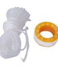 No Sweat One Third Horsepower Submersible Water Pump With Rugged Strainer Base For Rapid Pool Hot Tub Basement Drainage Real Deal Cleanup And Quick Flood Rescue, includes white rope and yellow tape.