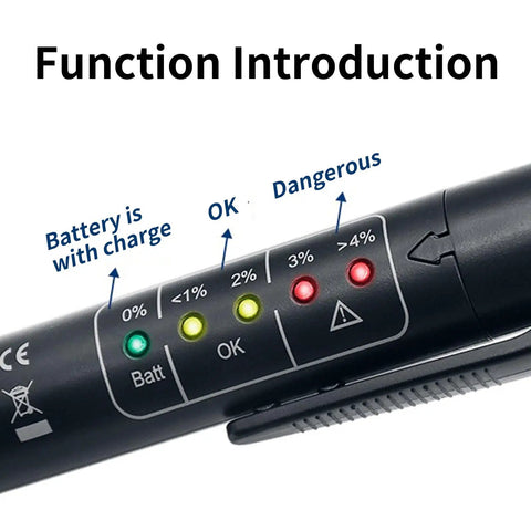 Close-up of labels on Pen Style Brake Fluid Tester With Five LED Indicators For Quick DOT 3 DOT 4 DOT 5.1 Fluid Check