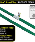 Endless Green Polyester Lifting Round Sling With Dual Cover 6 Foot Length Heavy Duty Rigging For Lifting Moving And Towing Hoisting Made In USA
