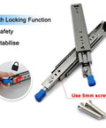Premium Heavy Duty Ball Bearing Drawer Slides Dual Pack with locking function and blue safety release button.
