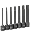 Impact Hex Driver Socket Set, Four Inch Length, 4mm To 12mm Sizes, Heavy Duty US Made, Lightweight 1.6 Lb Kit, side view