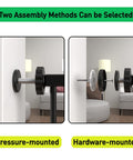 Auto Close Walk Through Baby Gate for stairs and doorways with pressure or hardware mount, showing mounting methods