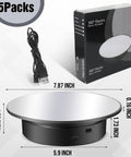 Smooth 7.87 Inch Motorized Rotating Display Stand With Sleek Mirror Surface showcasing the USB cable and packaging.