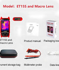 Pro-Grade Thermal Imaging Camera With Macro Lens, 256x192 IR Sensor, 25Hz Refresh, 3.5 Inch Color LCD, multimeter probe, storage bag