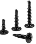 Self Drilling TEK Screws Set For Sheet Metal Number Eight 410 Stainless Steel With Black Dacromet Coating Wafer Heads