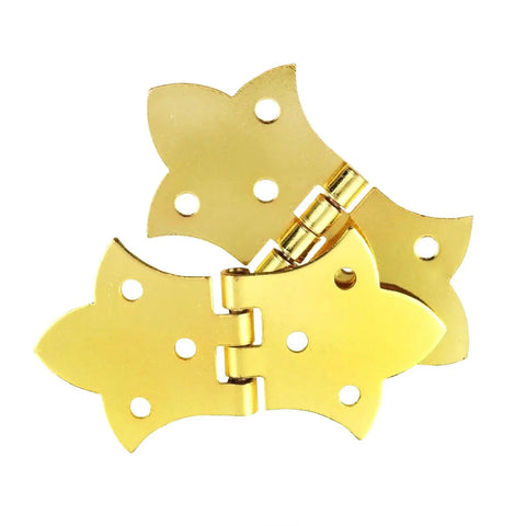 Set Of Six Mini Butterfly Cabinet Hinges In Classic Antique Gold With Included Mounting Screws For Wood Boxes Jewelry Crafts And Furniture Diy No Sweat Install And Built Tough, 2.28x1.25 inches design.
