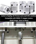 5 Pack Flexible Aluminum Couplings 6mm To 8mm For NEMA 17 Stepper Motors, RepRap 3D Printers And CNC Machines on display