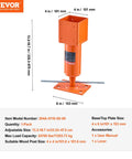 Front view of orange VEVOR screw jack post with 4x4 in base plate and lever; height 13.2–18.7 in