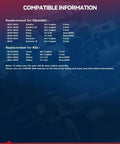Compatibility chart for Beefed Up Front Wheel Bearing And Hub Assembly 2 Piece Set with Hyundai and Kia models listed