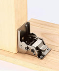 Two Pack 90 Degree Self Locking Folding Hinge Steel Foldable Bracket Hidden Hinge installed on wooden table leg support