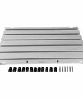 24 Inch By 12 Inch By 0.8 Inch Aluminum T Slot Plate For Machine Tool Tables Anodized 6061 Aluminum T Slot Fixture Plate With Three Mounting Options Drilled Holes Bolts Or Clamp Built In Press Notch For Vacuum Suction Built For Real World Shop Use shown from top with included bolts and clamps