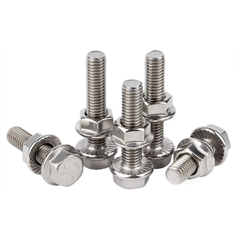 Stainless Steel M6 External Hex Head Flange Bolts And Nuts Kit 20 Sets M6x45 Length for even load distribution.