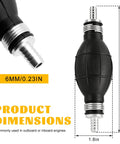 Heavy Duty Manual Bulb Fuel Transfer Pump For Quick Gas And Diesel Priming, 1/4 Inch Hose Kit, 5.9 in long, rubber and aluminum.