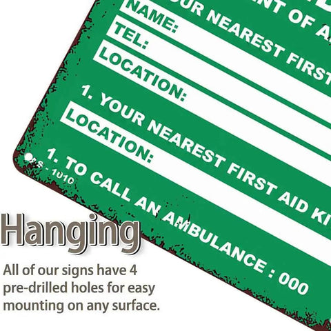 Durable Aluminum First Aid Location Sign 12 By 8 Inches With Ultra Readable Crisp Printing That Withstands Rust And Wear lightweight