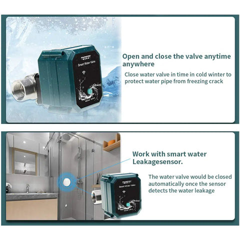 Smart Water Valve For Hose DN25 WiFi Remote Faucet Timer Works With Alexa And Google Home Durable SS304 Stainless Steel Build Auto Watering Control For Garden And Yard with leakage sensor feature