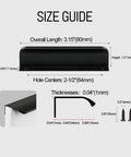 Size guide for 4 Pack Matte Black Adhesive Edge Finger Pull 3 Inch Concealed Kitchen Cabinet Handle Top Mount Flat Cabinet Pulls, showing dimensions.