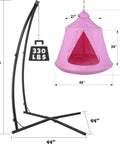 X Shaped Hanging Tree Tent With Swing Chair And Stand Patio Canopy, Waterproof Indoor Outdoor Hammock Chair, 330 Lb Capacity, Pink