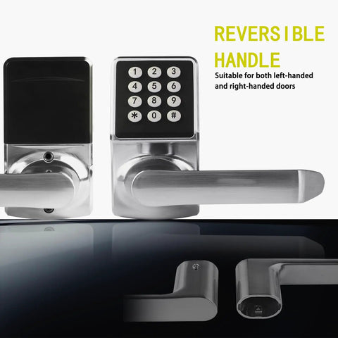 Slick Keyless Entry Door Lock With Handle Offering Hassle Free Digital Keypad And Ic Card Access For Fast Home Or Apartment Use Super Easy Install In Solid Satin Nickel Finish
