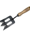 Hand Spork Multi-Tool With Trowel, Fork, And Hoe In One - Heavy Duty Tempered Boron Steel Garden Tool with wooden handle