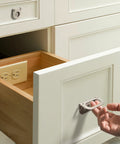 Open drawer with hand holding 2 Pack Flush Pull Handles Black Concealed Installation Invisible Flip Drawer Pulls For Cabinets And Furniture Durable Zinc Alloy Recessed Grip With Screws For Cabinets Doors Drawers And Wardrobes
