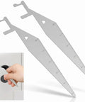 Two Piece Door Opener Tool Shove Knife For Firefighters shown in steel with person using tool on door lock