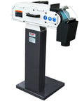 Rugged 4x48 Inch Industrial Belt Grinder With 76 Fps Belt Speed And Rock Hard 2hp Motor for metal deburring and weld cleanup.
