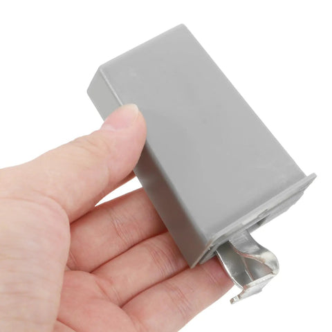 Hand holding gray component of Beefy Heavy Duty Hidden Cabinet Hinges Set With Soft Close Self Closing Double Demountable Hinges For Frameless Kitchen Cabinets Gray 2 Pack Small Size Easy Install Modern Cabinet Upgrade
