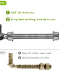 Stainless Steel J Bolt Gate Hinge 304 Grade Post Hinge For Farm Gate And Chain Link Fence Gate 8 Inch Long With Five Eighth Inch Pin