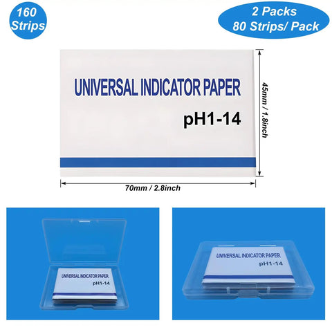 Two Pack pH Test Strips Universal Range 1 to 14 Litmus Paper Kit With Storage Case For Saliva Urine Water Soil Easy To Use
